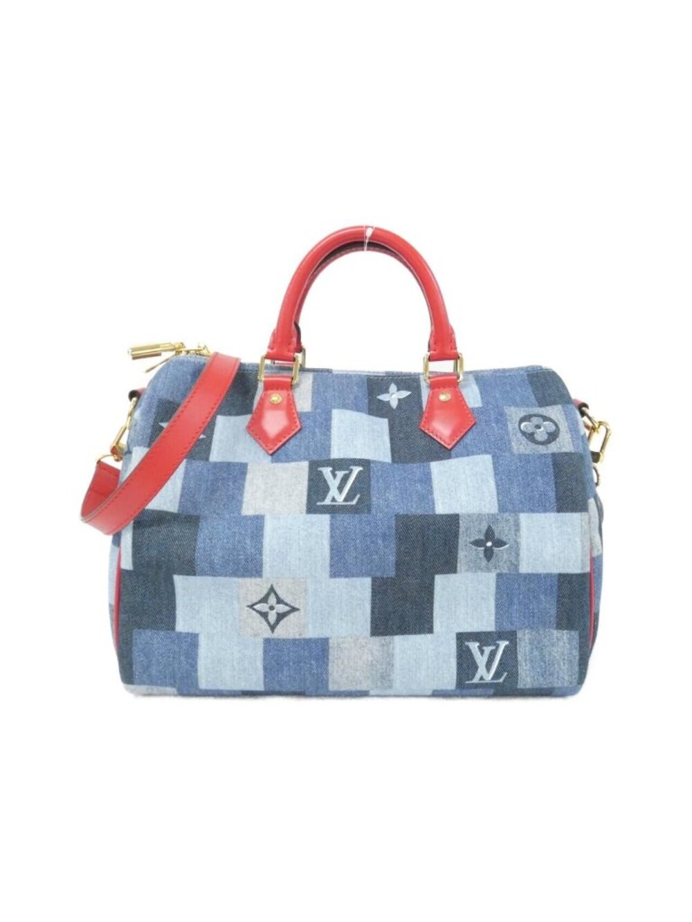 Louis Vuitton Denim Monogram Speedy Bandouliere Boston Bag